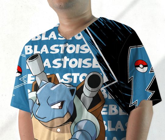 Blastoise Baseball Jersey Shirt Japanese Anime Jersey Blastoise Jersey Gifts