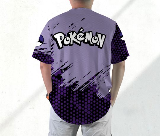 Cute Gengar Baseball Jersey Shirt Ghost Japanese Anime Jersey Gift
