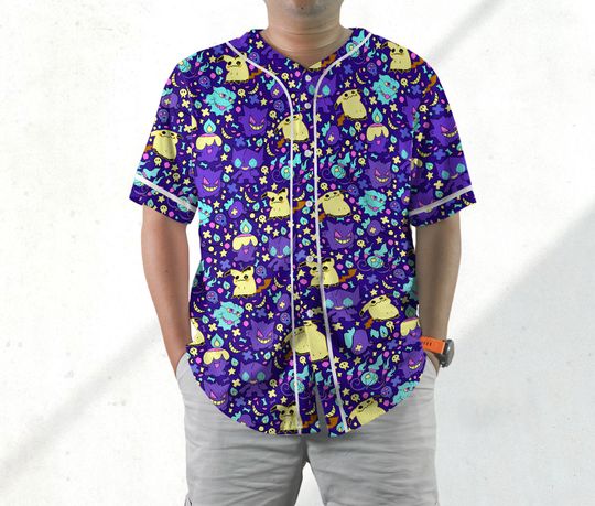 Gengar Mimikyu Baseball Jersey Shirt Japanese Anime Jersey Athletic Jersey Shirt Gifts