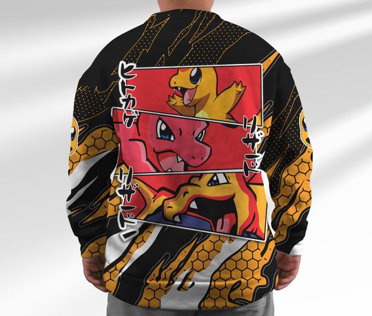 Charmander Sweatshirt Evolution Charmander Japanese Anime Sweatshirt Cute Charizard Shirt Gift