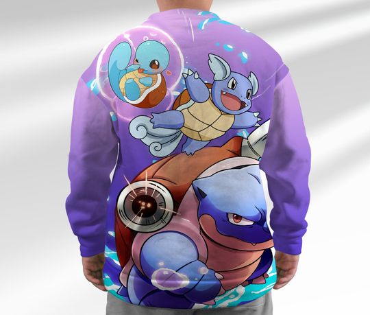Squirtle Sweatshirt Squirtle Evolution Japanese Anime Sweatshirt Wartortle Sweater Shirt Gift