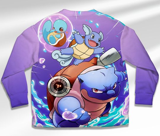 Squirtle Sweatshirt Squirtle Evolution Japanese Anime Sweatshirt Wartortle Sweater Shirt Gift