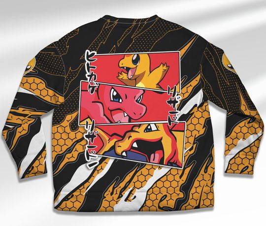 Charmander Sweatshirt Evolution Charmander Japanese Anime Sweatshirt Cute Charizard Shirt Gift