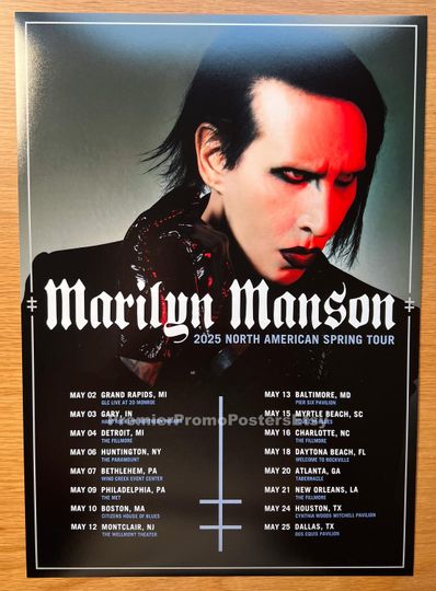 Marilyn Manson 2025 Admat Promo Poster with Tour Dates