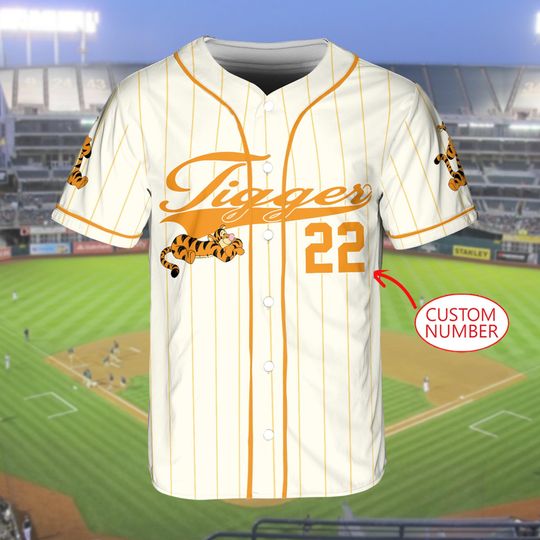 Personalized Disney Tigger Baseball Jersey, Cute Tigger Jersey Tee, Magic Kingdom Gift