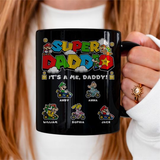 Personalized Super Daddio Mug, Custom Father's Day Gift Mug, Super Daddio Mug, Funny Dad Gamer Mug, Funny Gift for Dad