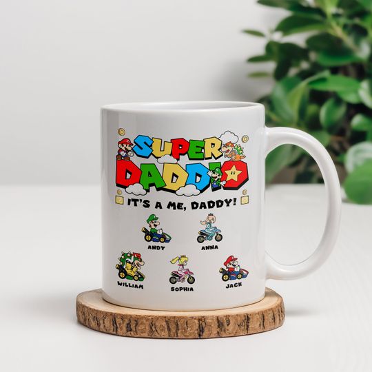 Personalized Super Daddio Mug, Custom Father's Day Gift Mug, Super Daddio Mug, Funny Dad Gamer Mug, Funny Gift for Dad