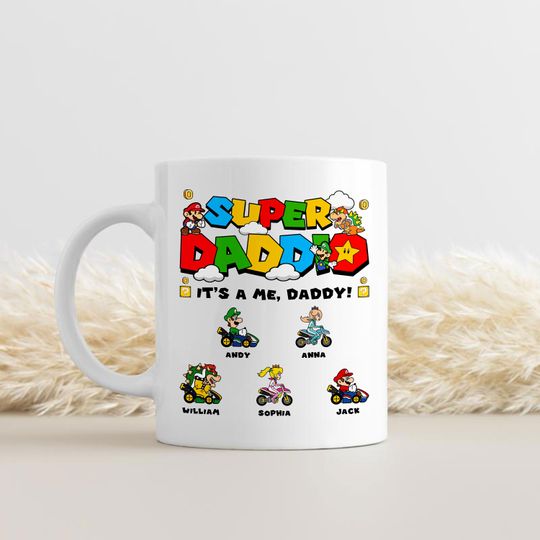 Personalized Super Daddio Mug, Custom Father's Day Gift Mug, Super Daddio Mug, Funny Dad Gamer Mug, Funny Gift for Dad