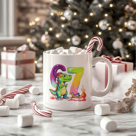 67 Meme Coffee Mug: TikTok Trend Design, Funny Gift