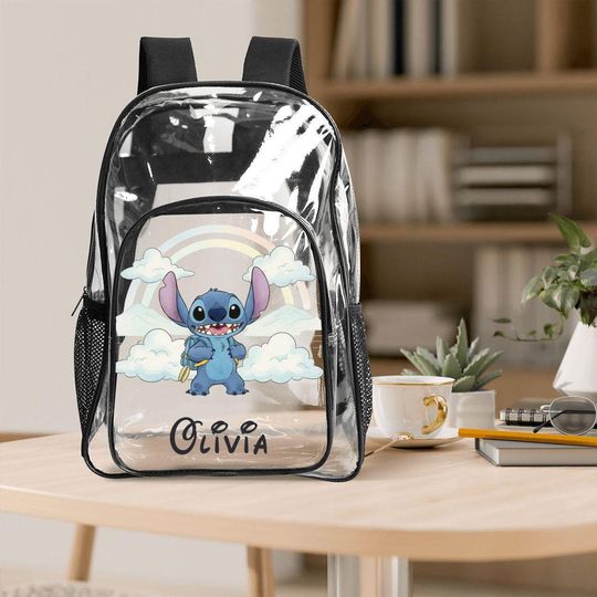 Personalized Stitch Clear Backpack Set for Kids Back to School
