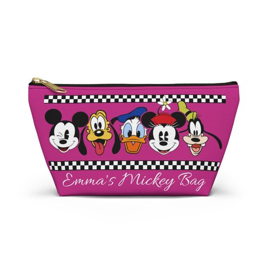 Custom Disney Mickey Mouse & Friends Makeup Bag, Personalized Minnie Cosmetic Case