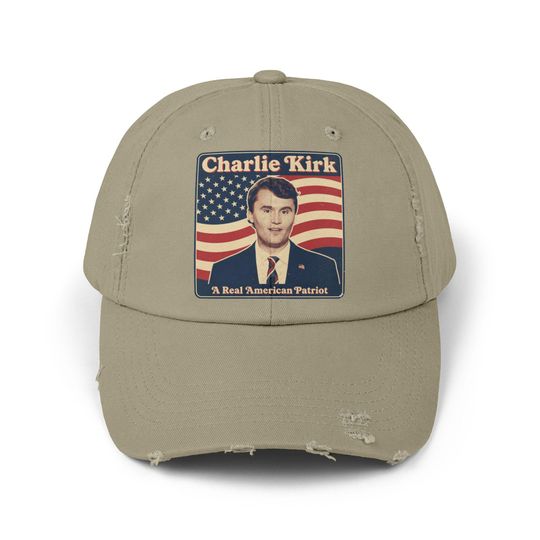 Charlie Kirk Patriotic Distressed Hat - A Real American Patriot Cap, Pray for Charlie