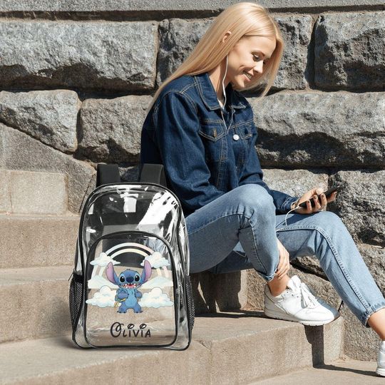 Personalized Stitch Clear Backpack Set for Kids Back to School
