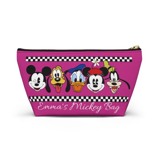 Custom Disney Mickey Mouse & Friends Makeup Bag, Personalized Minnie Cosmetic Case