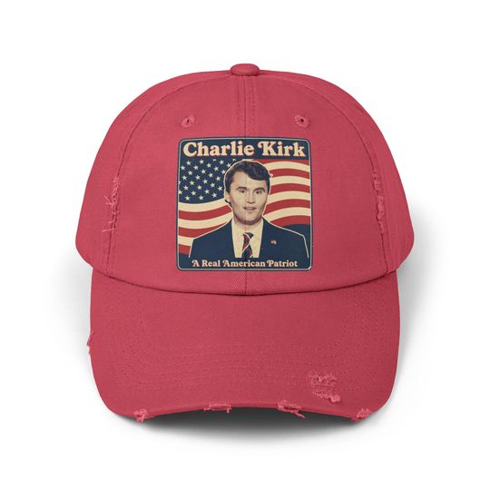 Charlie Kirk Patriotic Distressed Hat - A Real American Patriot Cap, Pray for Charlie