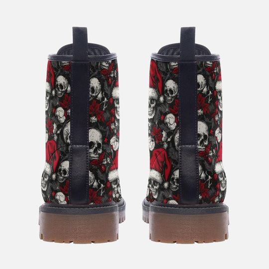 Goth Christmas Combat Boots with Skulls