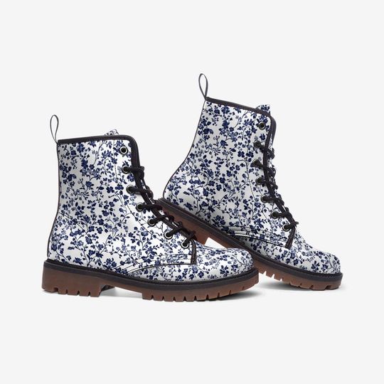 French Floral Leather Boots