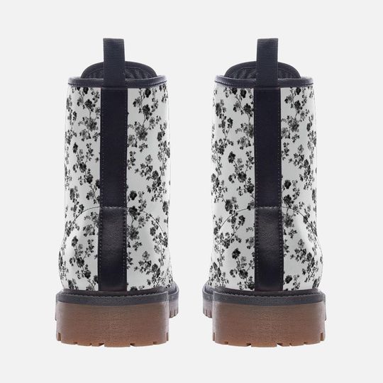 French Floral Leather Boots Toile de Jouy Casual Boots