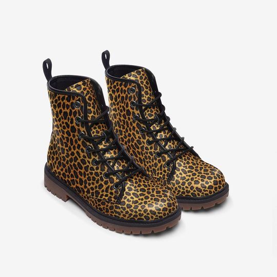 Leopard Print Leather Boots for Women