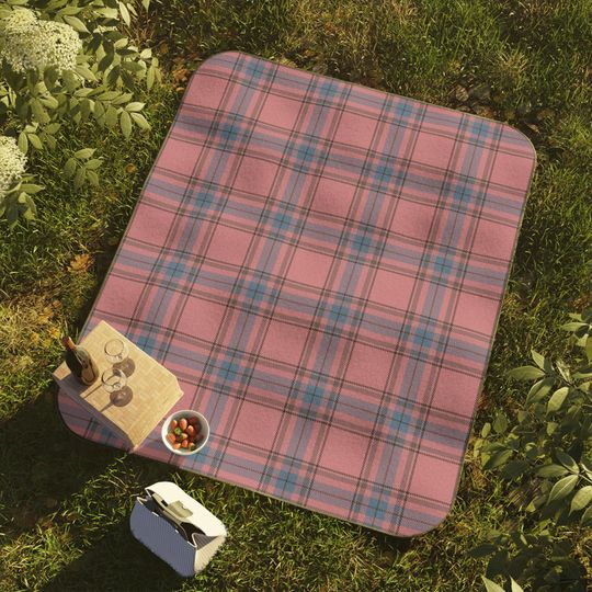 Dusty Pink, Slate Blue, Plum Gray & Charcoal Plaid Picnic Mat, Game Day, Park, Beach, Camping, Gift