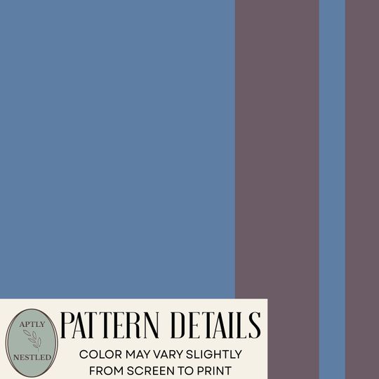 Slate Blue & Plum Striped Picnic Mat, Timeless Coastal Preppy Park, Beach, Camping, Gift