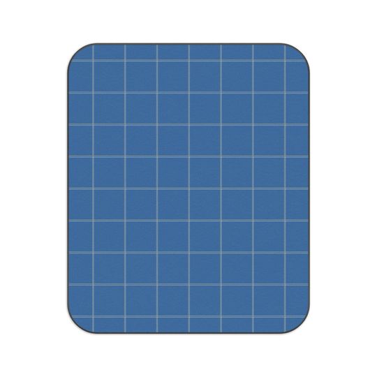 Blue & Gray Windowpane Picnic Mat, Classic Preppy Park Beach Camping Throw, Gift
