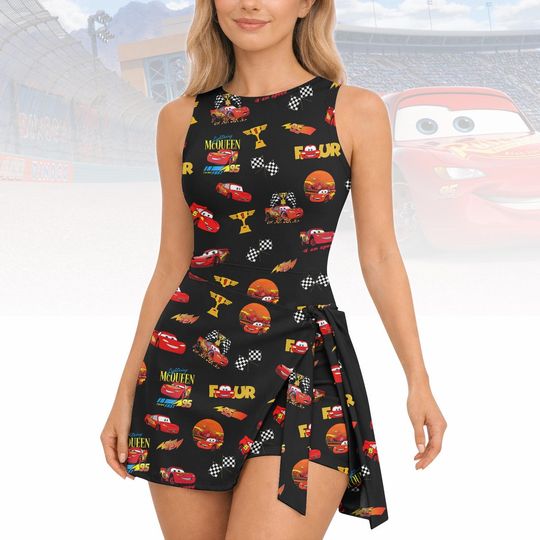 Lightning McQueen Tennis Dress Skirt, Disney Cars Women Dress, Pixar Cars Lovers Outfit, Disney Vacation Dress Skirt, Gift For Her