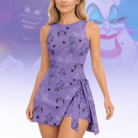 Ursula Disney Tennis Dress Skirt, Disney Villains Women Dress, The Little Mermaid Dress Skirt, Disney Princess Dress, Summer Dress