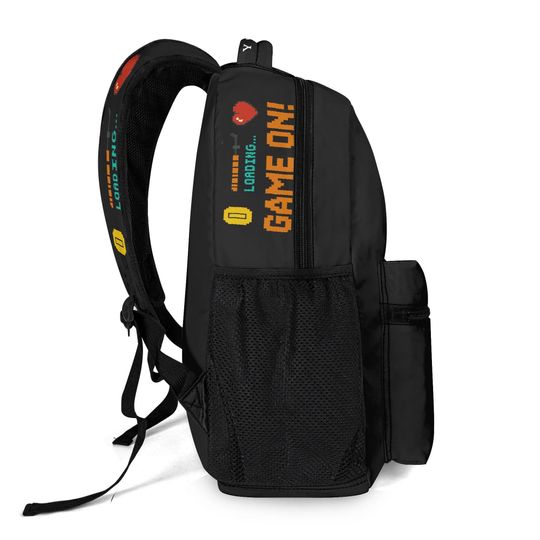 Level Up Gamer Backpack  Pixel Art School Bag  | Video Game Backpack for Kids