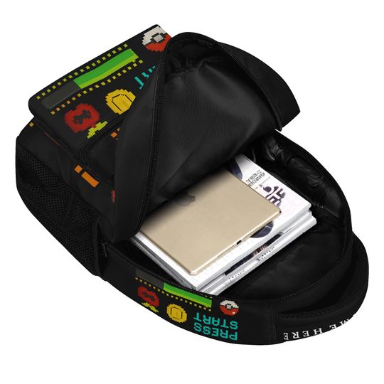 Level Up Gamer Backpack  Pixel Art School Bag  | Video Game Backpack for Kids