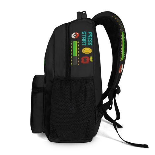 Level Up Gamer Backpack  Pixel Art School Bag  | Video Game Backpack for Kids