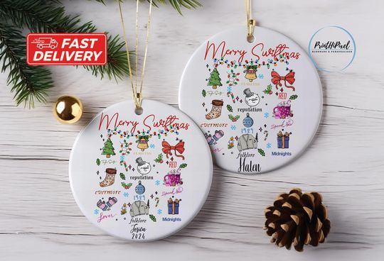 Custom Ceramic Merry Swiftmas Ornament, Eras Tour Ornament
