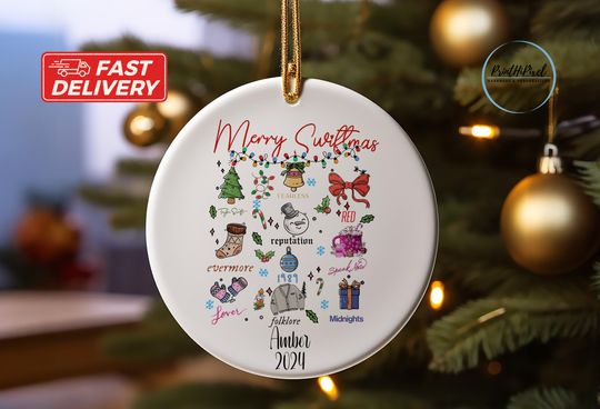 Custom Ceramic Merry Swiftmas Ornament, Eras Tour Ornament