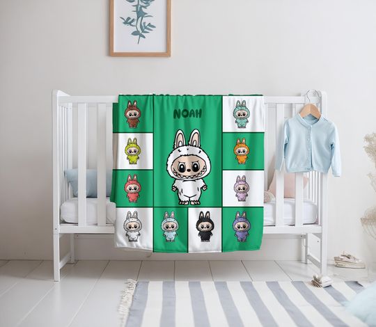 Personalized Blanket With Labubu Theme, Fleece Blanket, Kid Blanket, Back To School Gift