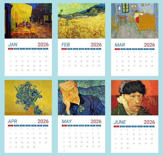 Famous Art Masterpiece Wall Calendar 2026, 12 Month Gift For Art Lover