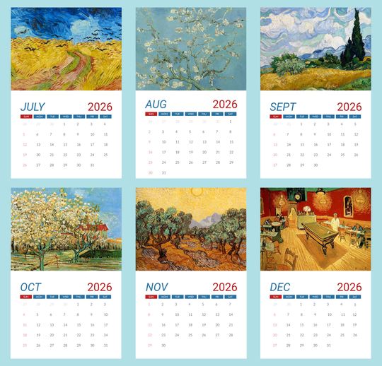 Famous Art Masterpiece Wall Calendar 2026, 12 Month Gift For Art Lover