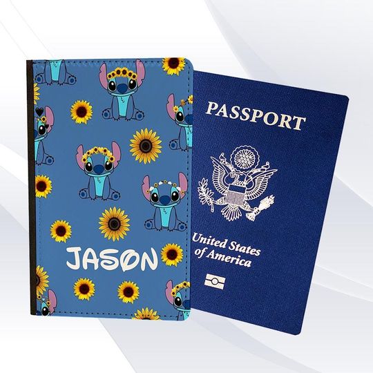 Cute Stitch Sunflowers Passport Holder