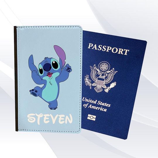 Cute Stitch Happy Jump Passport Holder
