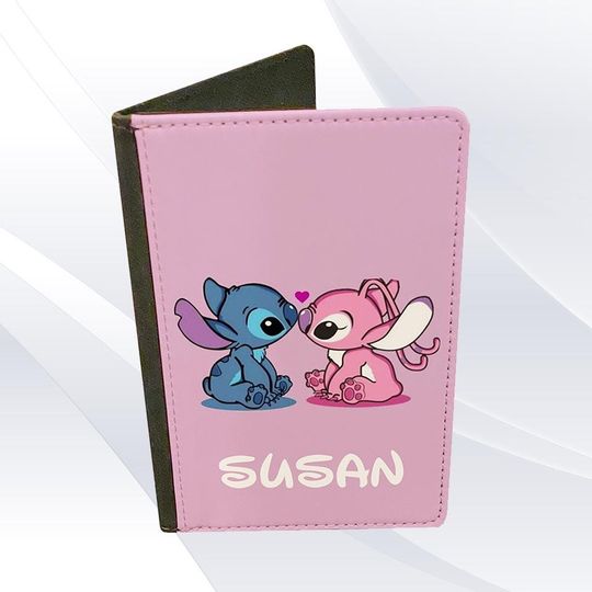 Cute Stitch and Girlfriend Passport Holder