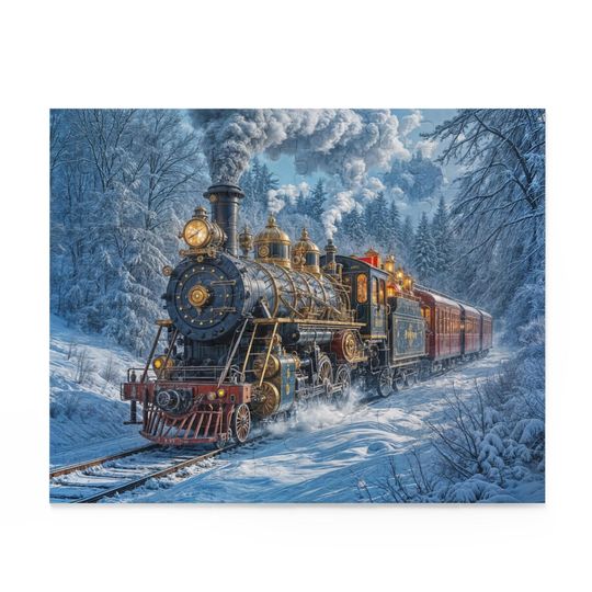 Vintage Steam Train in Snow Puzzle