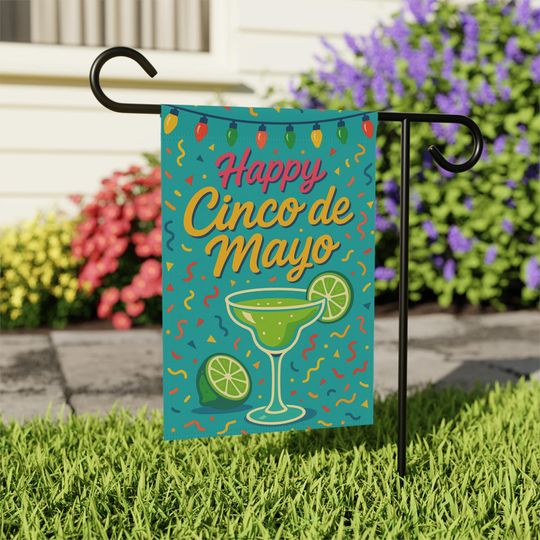 Cinco de Mayo Garden Flag Margarita Confetti Outdoor Fiesta Yard Decor