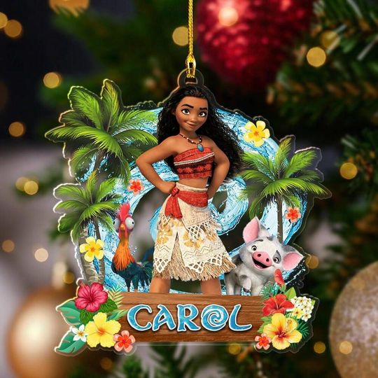 Personalized Moana Christmas Ornament, Disney Princess Moana Ornament