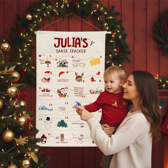 Personalized Fabric Advent Calendar with Handcrafted Forest Theme Christmas Countdown for Kids and Families