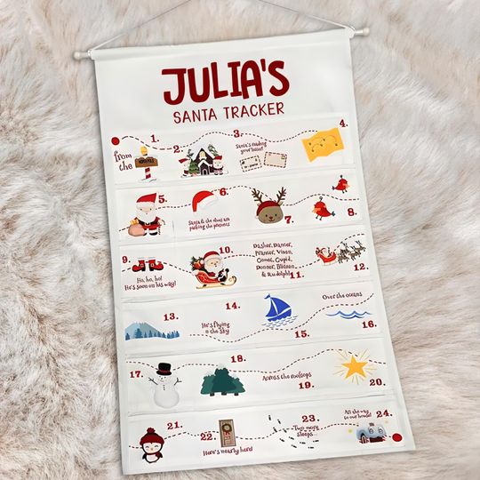 Personalized Fabric Advent Calendar with Handcrafted Forest Theme Christmas Countdown for Kids and Families