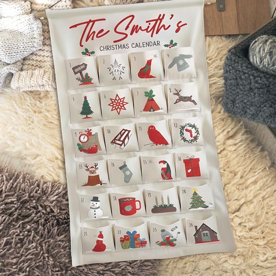 Personalized Fabric Advent Calendar with Forest Theme Christmas Countdown Keepsake for Kids and Families