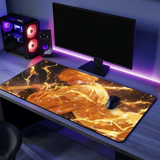Anime LED Gaming Mousepad  Personalized RGB Desk Mat  Otaku Gift for Gamers  Large Size, Light Up, Shonen Anime Art