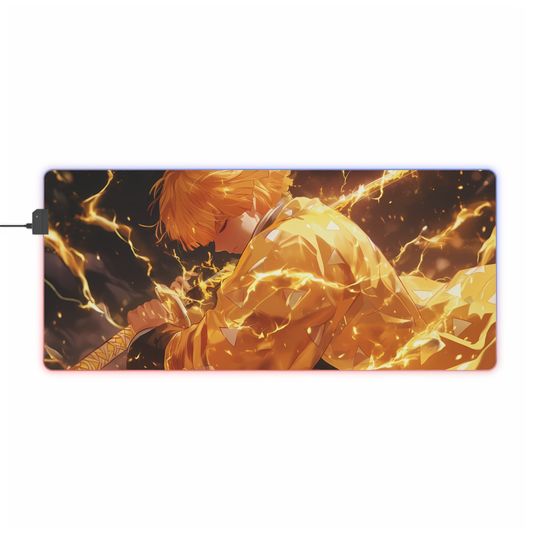 Anime LED Gaming Mousepad  Personalized RGB Desk Mat  Otaku Gift for Gamers  Large Size, Light Up, Shonen Anime Art
