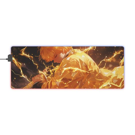Anime LED Gaming Mousepad  Personalized RGB Desk Mat  Otaku Gift for Gamers  Large Size, Light Up, Shonen Anime Art