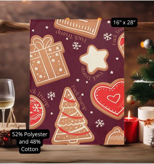Subtle Anti-Trump Tea Towel, Subtle christmas Style Design, Funny Political Kitchen gift