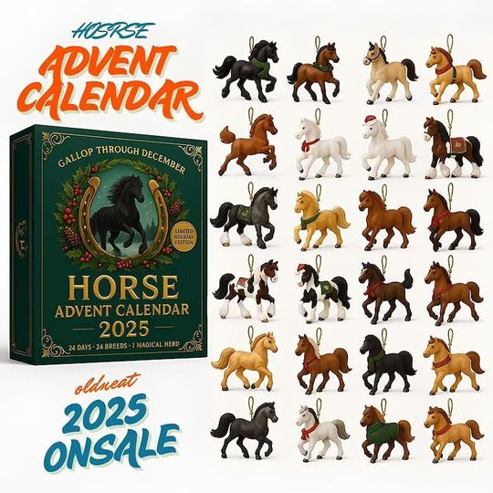 Horse Advent Calendar 2025, 24-Day Christmas Countdown with Horse Figurines, Gift Calendar for Horse Lovers, Collectors, and Equestrian Fans